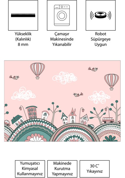 Dijital Baskı Kaymaz Taban Makinede Yıkanabilir Çocuk Odası Halısı Bebek Odası Halısı