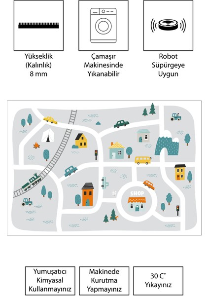 Dijital Baskı Kaymaz Taban Makinede Yıkanabilir Çocuk Odası Halısı Bebek Odası Halısı