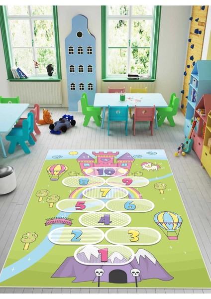 Dijital Baskı Kaymaz Taban Makinede Yıkanabilir Çocuk Odası Halısı Bebek Odası Halısı