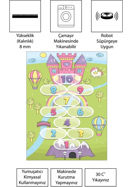 Dijital Baskı Kaymaz Taban Makinede Yıkanabilir Çocuk Odası Halısı Bebek Odası Halısı