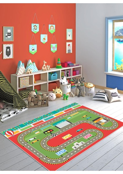 Dijital Baskı Kaymaz Taban Makinede Yıkanabilir Çocuk Odası Halısı Bebek Odası Halısı