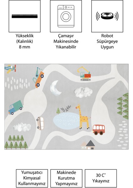 Dijital Baskı Kaymaz Taban Makinede Yıkanabilir Çocuk Odası Halısı Bebek Odası Halısı modelleri