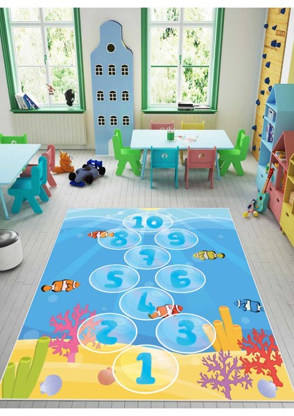 Dijital Baskı Kaymaz Taban Makinede Yıkanabilir Çocuk Odası Halısı Bebek Odası Halısı