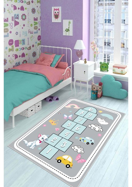Dijital Baskı Kaymaz Taban Makinede Yıkanabilir Çocuk Odası Halısı Bebek Odası Halısı