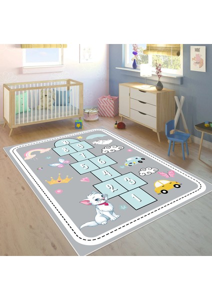 Dijital Baskı Kaymaz Taban Makinede Yıkanabilir Çocuk Odası Halısı Bebek Odası Halısı