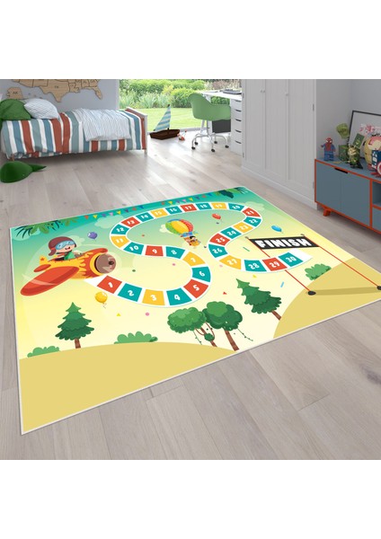 Dijital Baskı Kaymaz Taban Makinede Yıkanabilir Çocuk Odası Halısı Bebek Odası Halısı