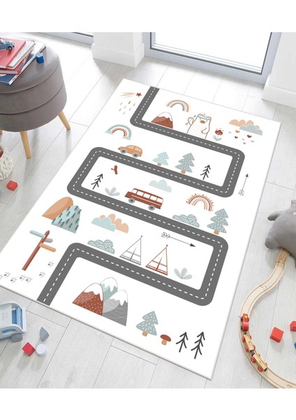 Dijital Baskı Kaymaz Taban Makinede Yıkanabilir Çocuk Odası Halısı Bebek Odası Halısı