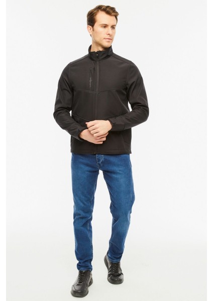 Softshell Mont Içi Polarlı Su ve Rüzgar Geçirmez Pro Model Siyah Erkek