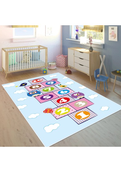 Dijital Baskı Kaymaz Taban Makinede Yıkanabilir Çocuk Odası Halısı Bebek Odası Halısı