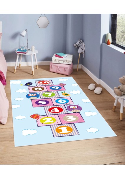Dijital Baskı Kaymaz Taban Makinede Yıkanabilir Çocuk Odası Halısı Bebek Odası Halısı