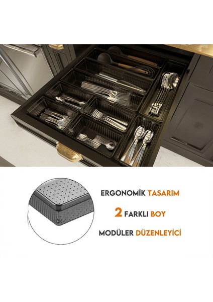 10'lu Modüler Set Kaşıklık Çekmece Içi Düzenleyici Çatal Kaşık Bıçak Düzenleme Organizeri Antrasit fırsatları