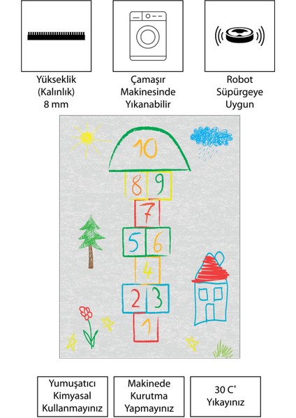 Dijital Baskı Kaymaz Taban Makinede Yıkanabilir Çocuk Odası Halısı Bebek Odası Halısı modelleri