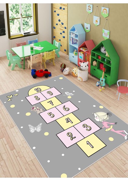 Dijital Baskı Kaymaz Taban Makinede Yıkanabilir Çocuk Odası Halısı Bebek Odası Halısı