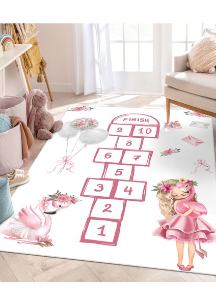 Dijital Baskı Kaymaz Taban Makinede Yıkanabilir Çocuk Odası Halısı Bebek Odası Halısı