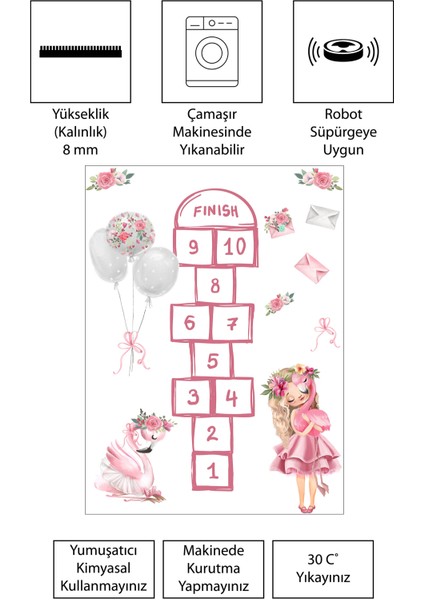 Dijital Baskı Kaymaz Taban Makinede Yıkanabilir Çocuk Odası Halısı Bebek Odası Halısı