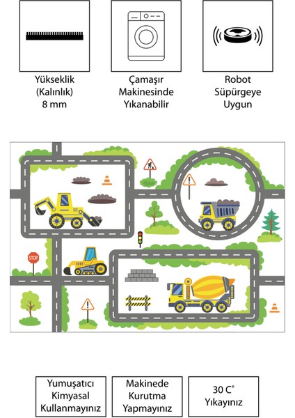 Dijital Baskı Kaymaz Taban Makinede Yıkanabilir Çocuk Odası Halısı Bebek Odası Halısı