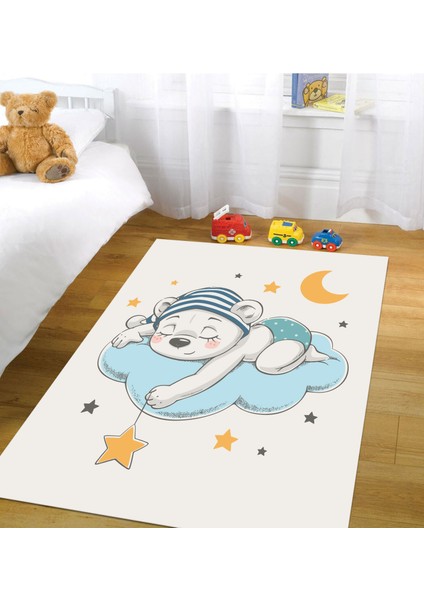 Dijital Baskı Kaymaz Taban Makinede Yıkanabilir Çocuk Odası Halısı Bebek Odası Halısı
