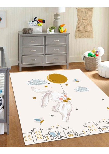 Dijital Baskı Kaymaz Taban Makinede Yıkanabilir Çocuk Odası Halısı Bebek Odası Halısı