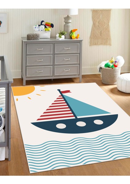 Dijital Baskı Kaymaz Taban Makinede Yıkanabilir Çocuk Odası Halısı Bebek Odası Halısı