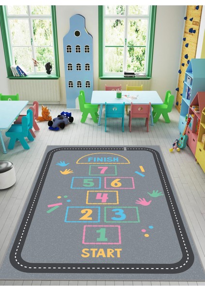 Dijital Baskı Kaymaz Taban Makinede Yıkanabilir Çocuk Odası Halısı Bebek Odası Halısı