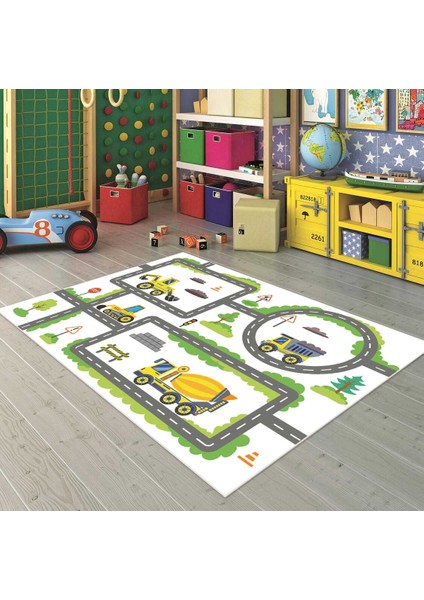 Dijital Baskı Kaymaz Taban Makinede Yıkanabilir Çocuk Odası Halısı Bebek Odası Halısı
