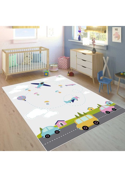 Dijital Baskı Kaymaz Taban Makinede Yıkanabilir Çocuk Odası Halısı Bebek Odası Halısı