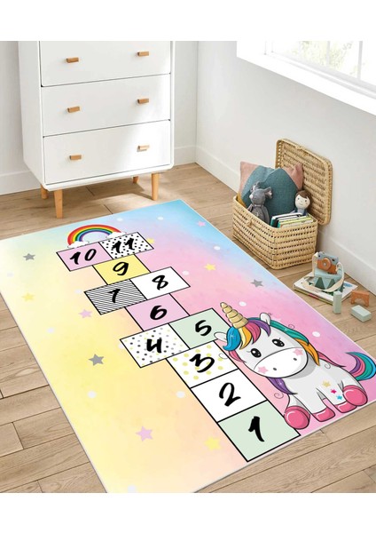Dijital Baskı Kaymaz Taban Makinede Yıkanabilir Çocuk Odası Halısı Bebek Odası Halısı