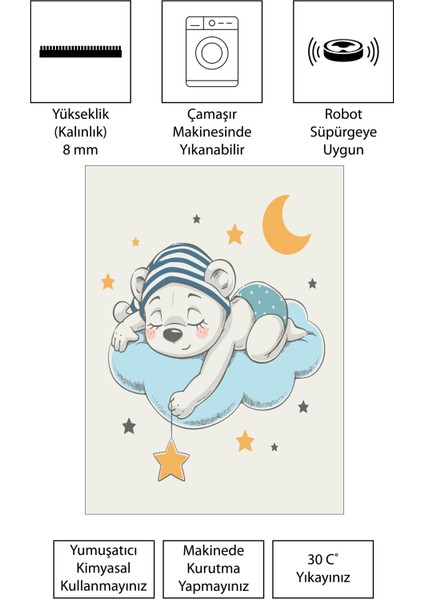 Dijital Baskı Kaymaz Taban Makinede Yıkanabilir Çocuk Odası Halısı Bebek Odası Halısı