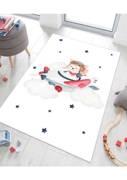 Dijital Baskı Kaymaz Taban Makinede Yıkanabilir Çocuk Odası Halısı Bebek Odası Halısı