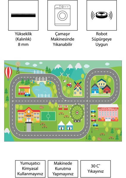 Dijital Baskı Kaymaz Taban Makinede Yıkanabilir Çocuk Odası Halısı Bebek Odası Halısı