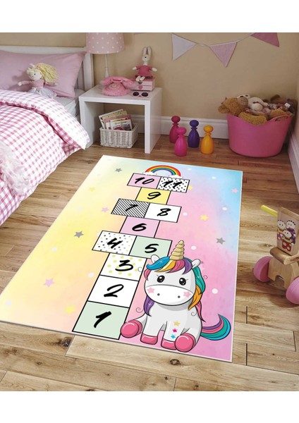 Dijital Baskı Kaymaz Taban Makinede Yıkanabilir Çocuk Odası Halısı Bebek Odası Halısı