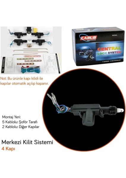 Tofaş Şahin Doğan Kartal Merkezi Kilit Seti 4 Kapı Beyinli Tesisat Kablolu 12 Volt Sr-01