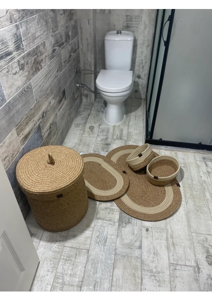 ERSU AHAT HOME DESİGN Banyo Takımı ,banyo Seti ,kirli Sepeti ,paspas Takımı ,oval Sepet ,çamaşır Sepeti ,dekor Banyoseti