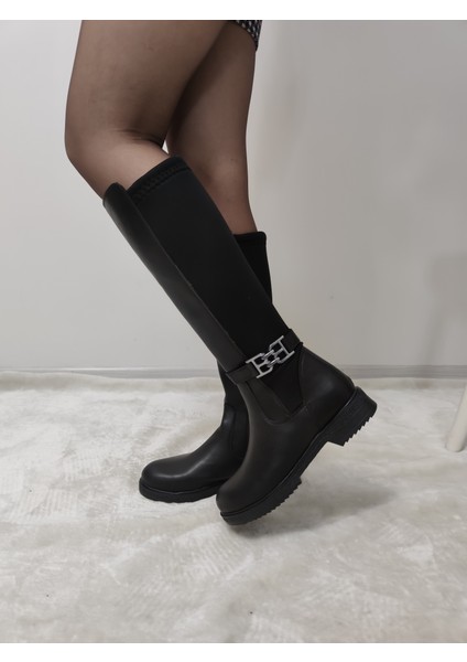 Tide Deri Arkası Streçli Kadın Düz Çizme (Byz Ç1) - Siyah - 39 fırsatları