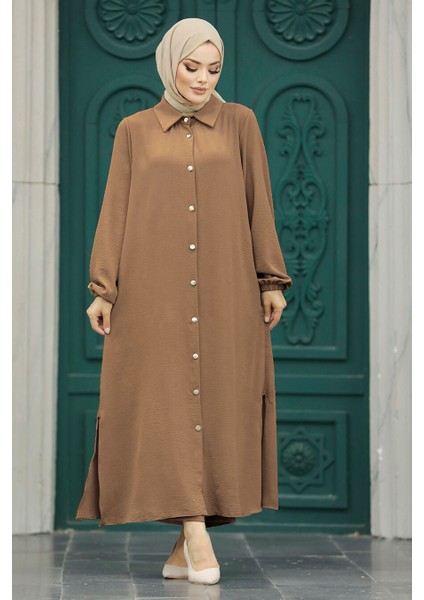Düğmeli Camel Tesettür Ikili Takım 10101C