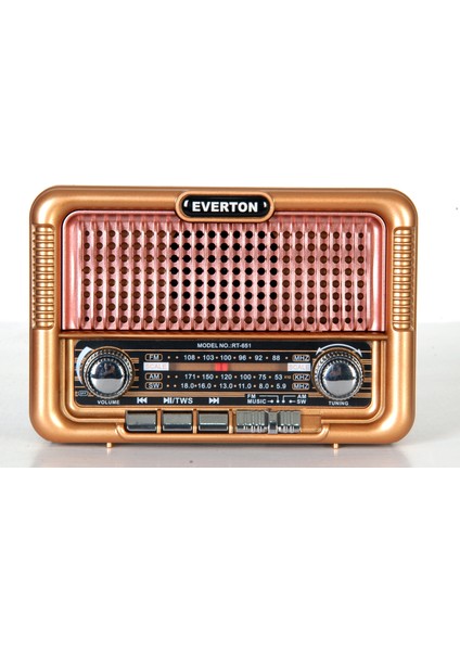 RT-651 Orta Boy Solar Güneş Enerjili Bluetooth, Nostalji , Fm/am/sw 3 Band Radyo ,usb, Sd ,aux Müzik Kutusu