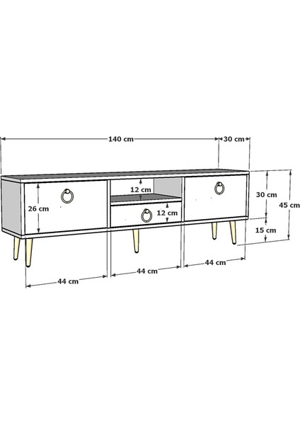 Droop Tv Ünitesi 2 Kapaklı, Raflı ve Çekmeceli Antrasit-Altın indirimleri