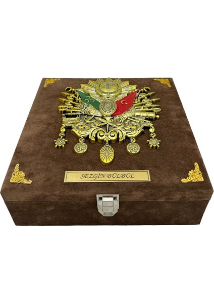 Saat Kutusu 9 Lu Osmanlı Devlet Armalı Isme Özel Alkantara Kahve Spesiyal