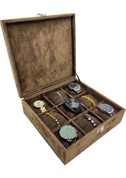 Saat Kutusu 9 Lu Osmanlı Devlet Armalı Isme Özel Alkantara Kahve Spesiyal modelleri