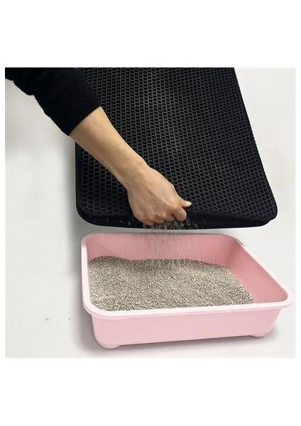 Petinka® Kedi Tuvalet Önü Kum Toplayıcı Temizleyici Elekli Gri Paspas