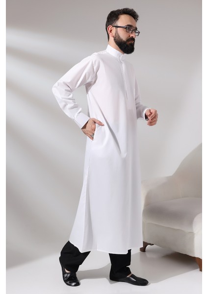 Erkek Beyaz Çınar Hac ve Umre Kıyafeti Boydan Uzun Dagron Kumaş Fistan fiyatları