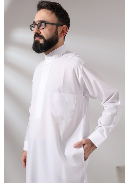 Erkek Beyaz Çınar Hac ve Umre Kıyafeti Boydan Uzun Dagron Kumaş Fistan indirimleri