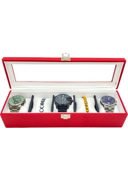 Saat Kutusu 5 Li Deri Kırmızı fiyatları