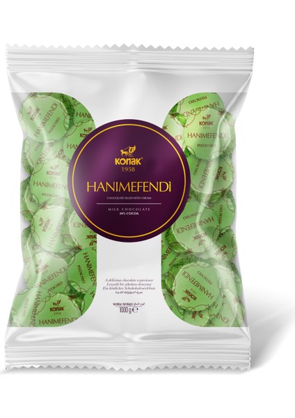 Hanımefendi Antep Fıstık Parçacıklı & Dolgulu Sütlü Çikolata 1000 gr