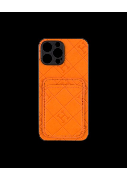 Turuncu Kartlıklı Telefon Kılıfı - DK153 - iPhone 15
