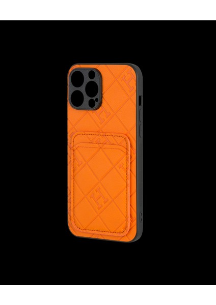 Turuncu Kartlıklı Telefon Kılıfı - DK153 - iPhone 15 modelleri