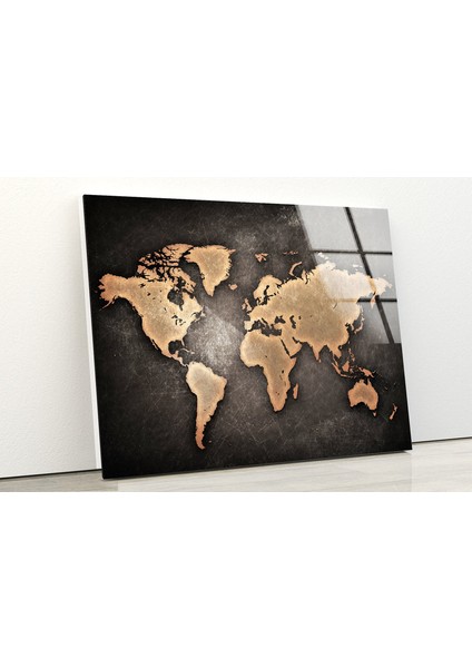 Dünya Haritası Temperli Cam Duvar Sanatı fiyatları