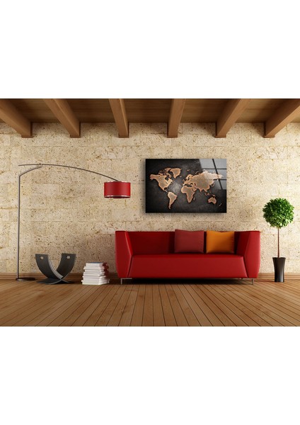 Dünya Haritası Temperli Cam Duvar Sanatı modelleri