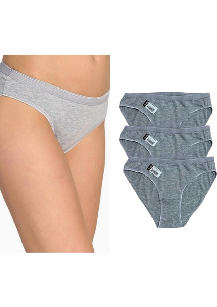 Kadın Suyolu Bikini Slip Külot 3'lü Paket Gri