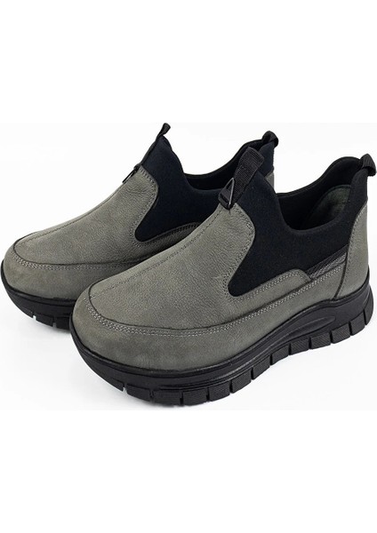 Erkek Gri Hakiki Deri Bağcıksız Ortopedik Casual Ayakkabı fiyatları